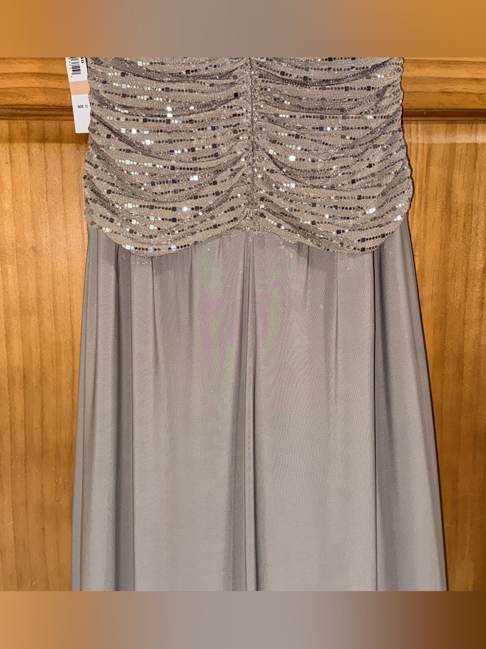 NWT R & M Richards Champagne Sequin Draped Jumpsuit-12 - Picture 10 of 16